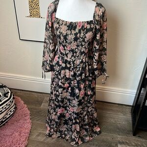 Dark Floral Midi Dress